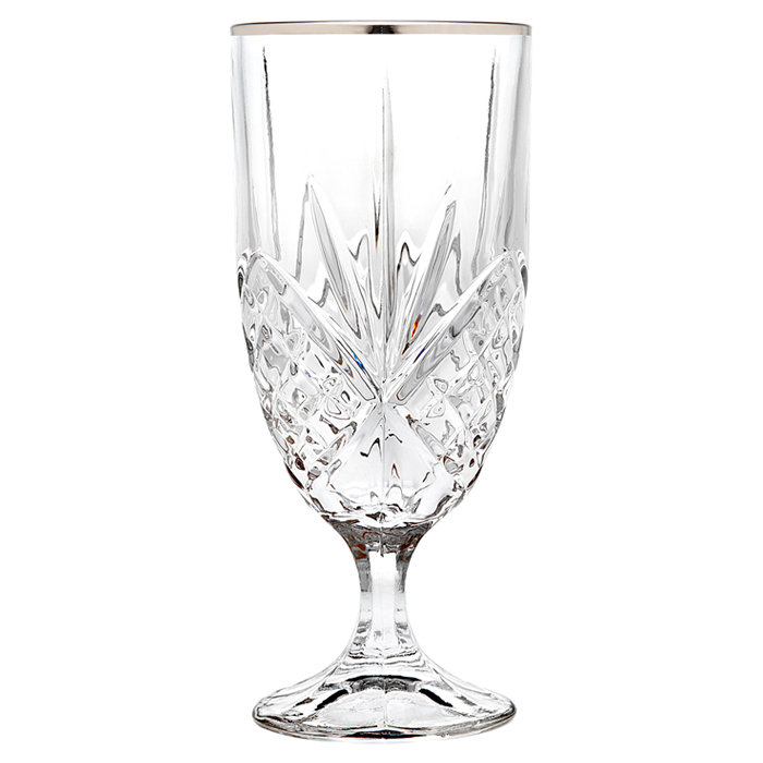 Dublin Crystal Platnium Rim Water Goblet 16oz, Platinum