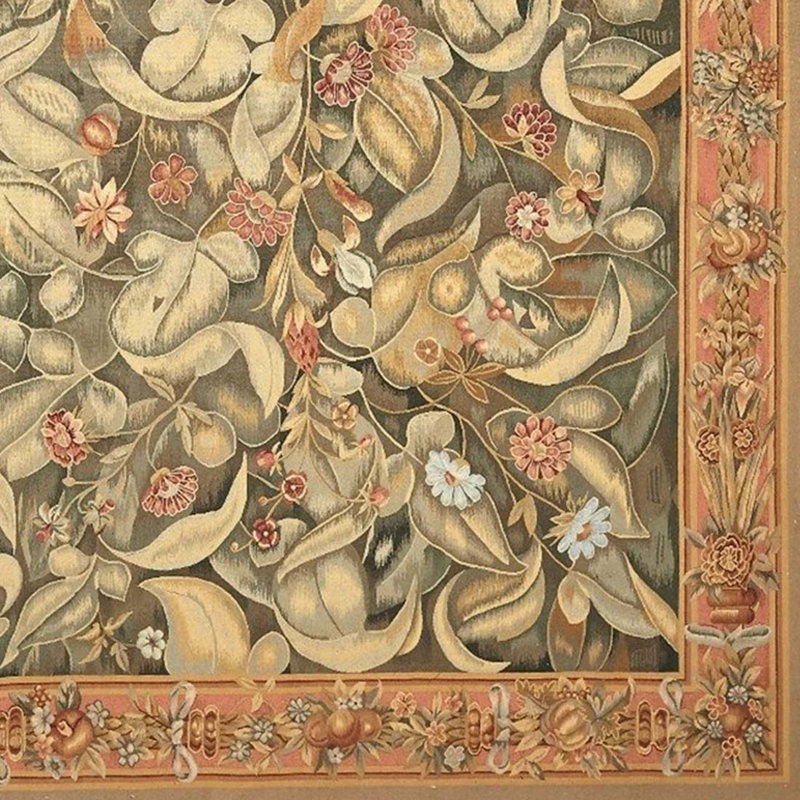 Tapis rouge et gris noué à la main de haute qualité