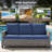 Outdoor Wicker Patio Modern Wood Armrests Sofa With Cushions-1572982421