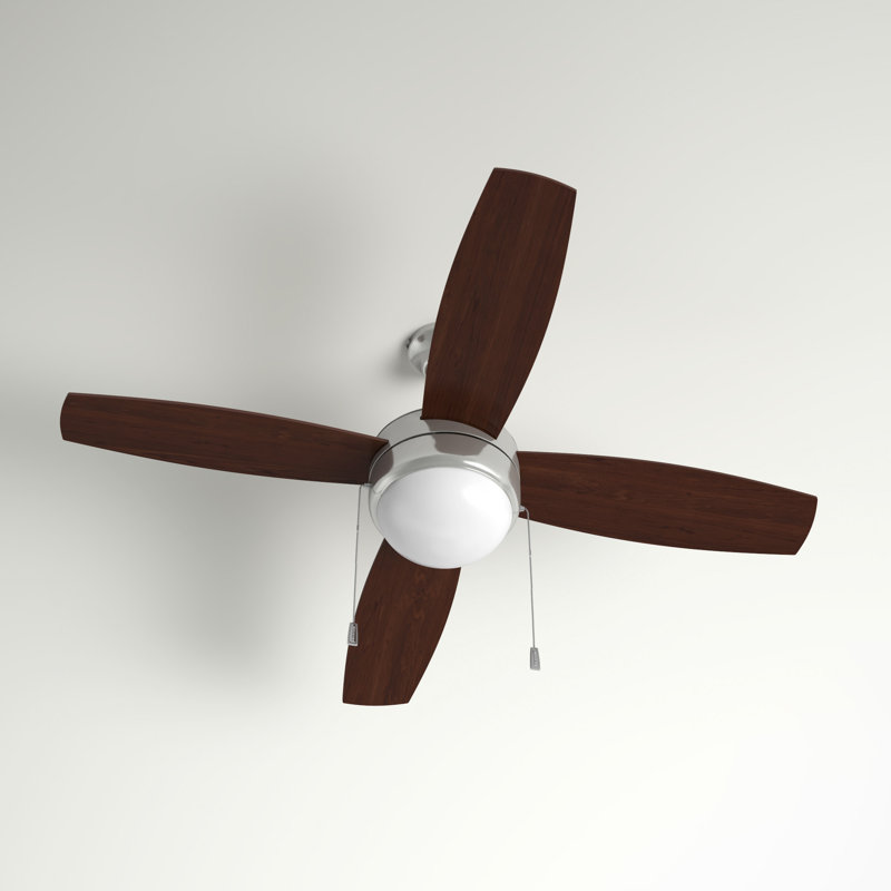Phaze 52'' Ceiling Fan with Light Kit, Brushed Polished Nickel with Dark Oak Blade