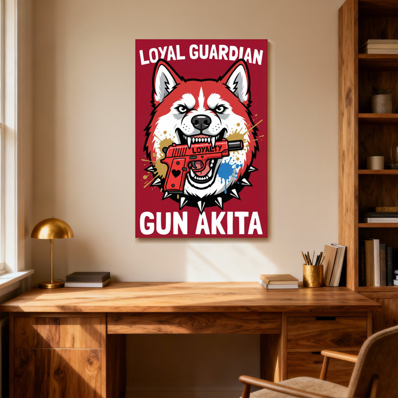 Animaux avec chien pistolet Akita Guardian Loyal, H 18 po x l 12 po