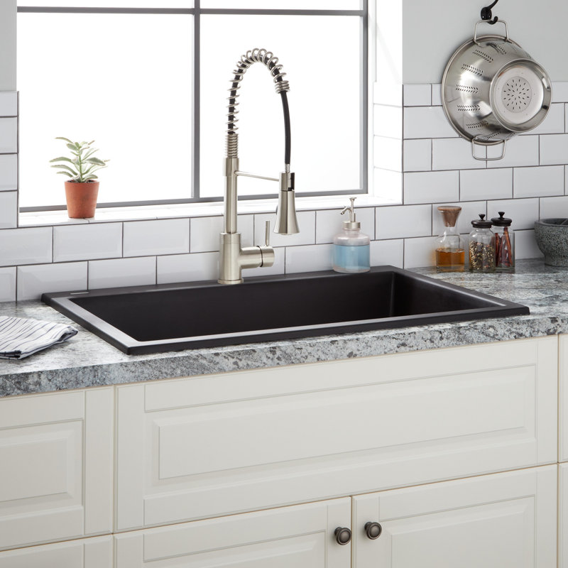 Algren 33" L Drop-In Kitchen Sink, Midnight Black