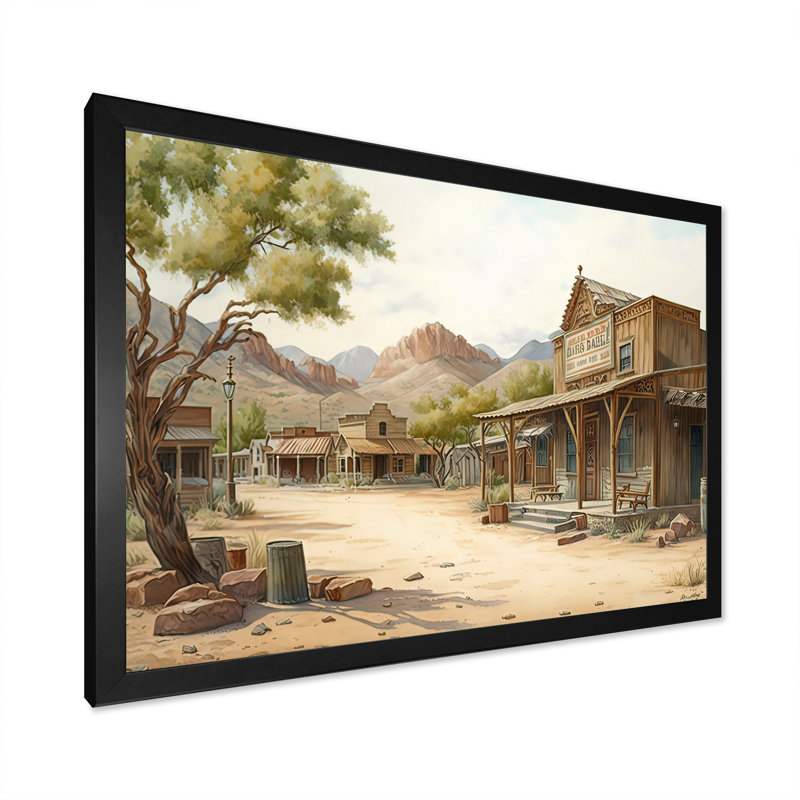 Arizona Wild West Town V - Impression sur toile, Cadre photo noir, H 30 po x l 40 po x P 1,5 po