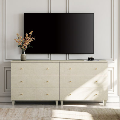 Meuble télé 2 en 1 avec 6 tiroirs pour téléviseurs de 75 pouces et plus