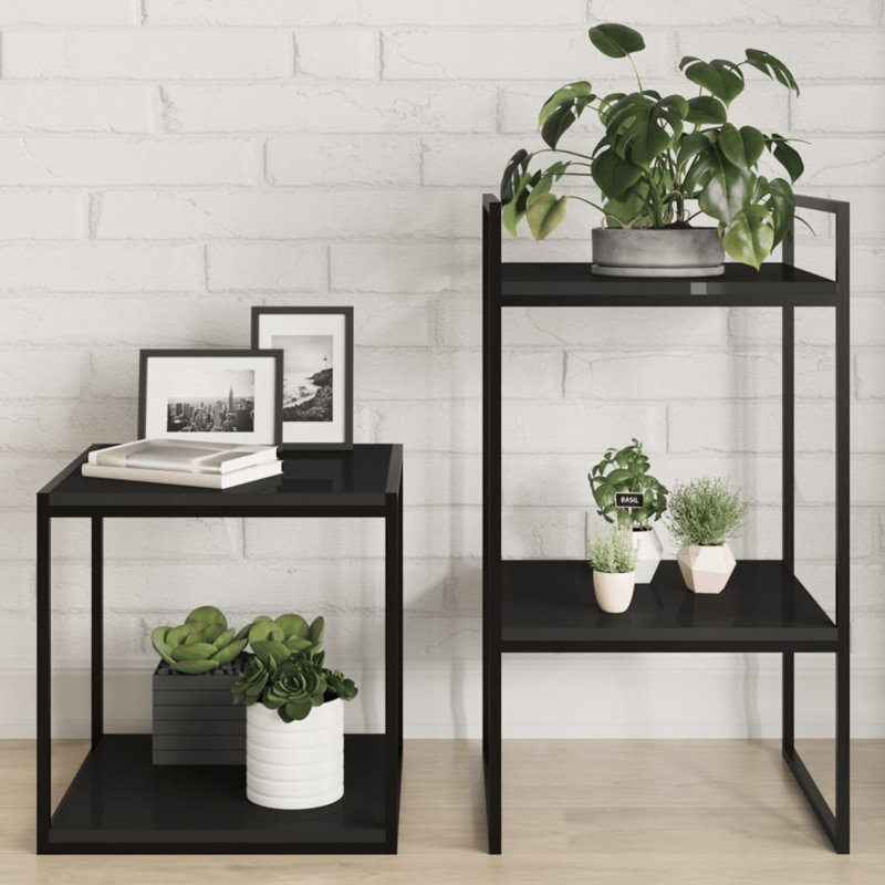 Bookshelf Boards 8 pcs Engineered Wood, High Gloss Black, (8 Shelves) 0.6" H x 39.4" W x 3.9" D