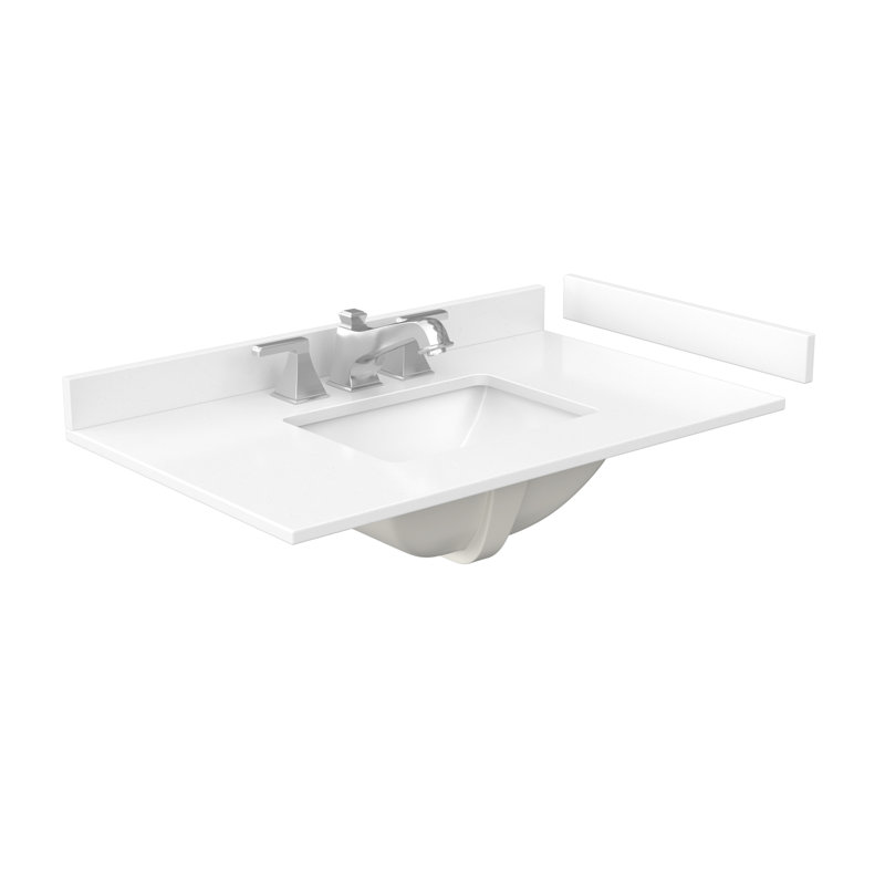 Strada 36" Freestanding Single Bathroom Vanity with Cultured Marble Top, Brushed Nickel, White