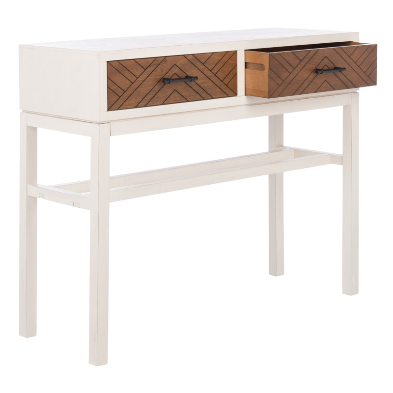 Console 35,5 po Alayssa, Blanc vieilli / brun miel