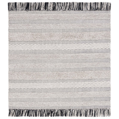 Ailiedh Vermont Flat Weave Wool/Cotton Striped Rug in Ivory/Beige