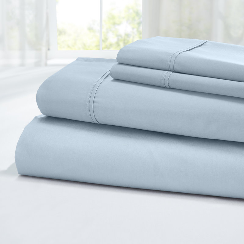 Modern Threads 400 Thread Count 100% Egyptian-Quality Cotton Sheet Set, Ultra Soft, Breathable, Durable, Light Blue