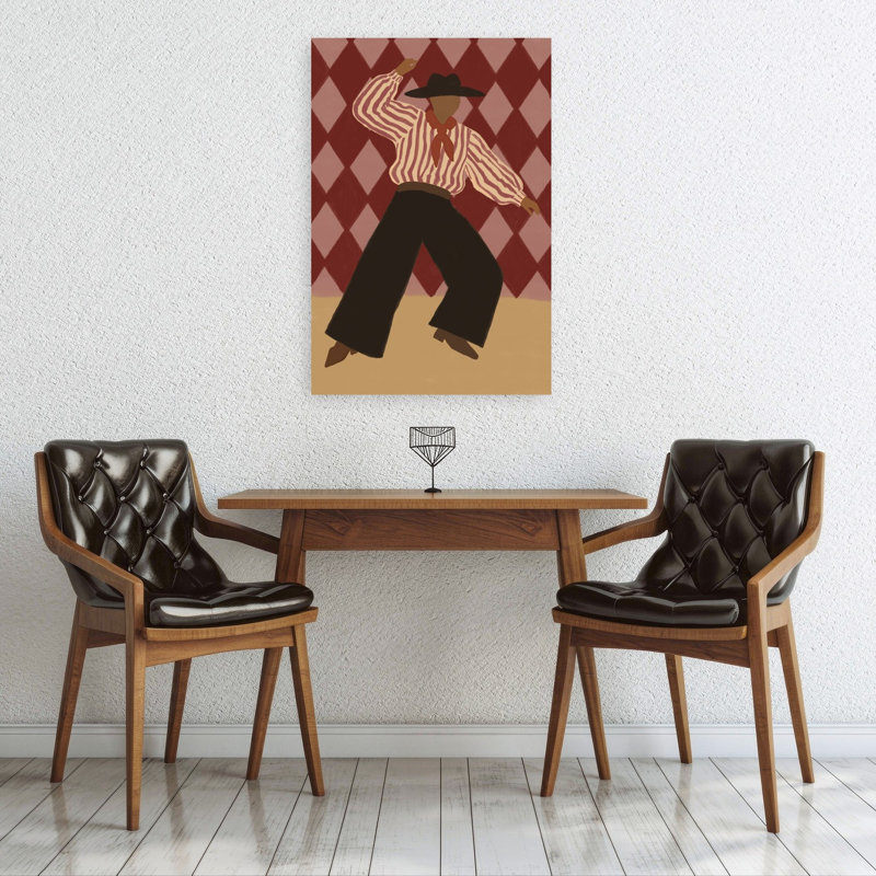 Personnage rétro rétro audacieux, impression murale élégante et classique, 36" H x 24" W