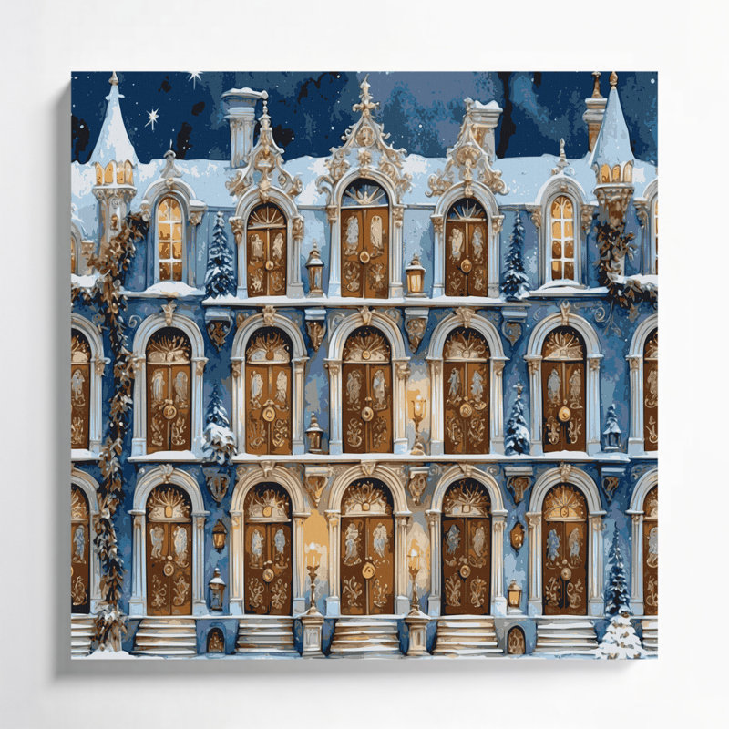 Calendrier de l'Avent de Noël avec petites portes, art mural sur toile grise, H 16 po x l 16 po