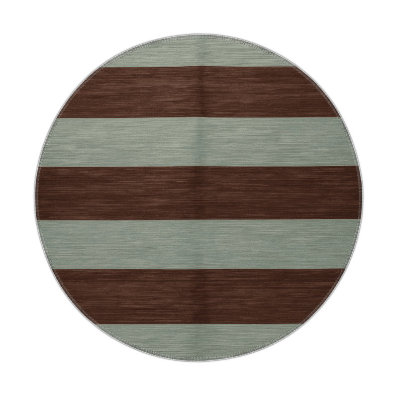 Tapis intérieur / extérieur brun HorizontalStripes, Rond 5 pi