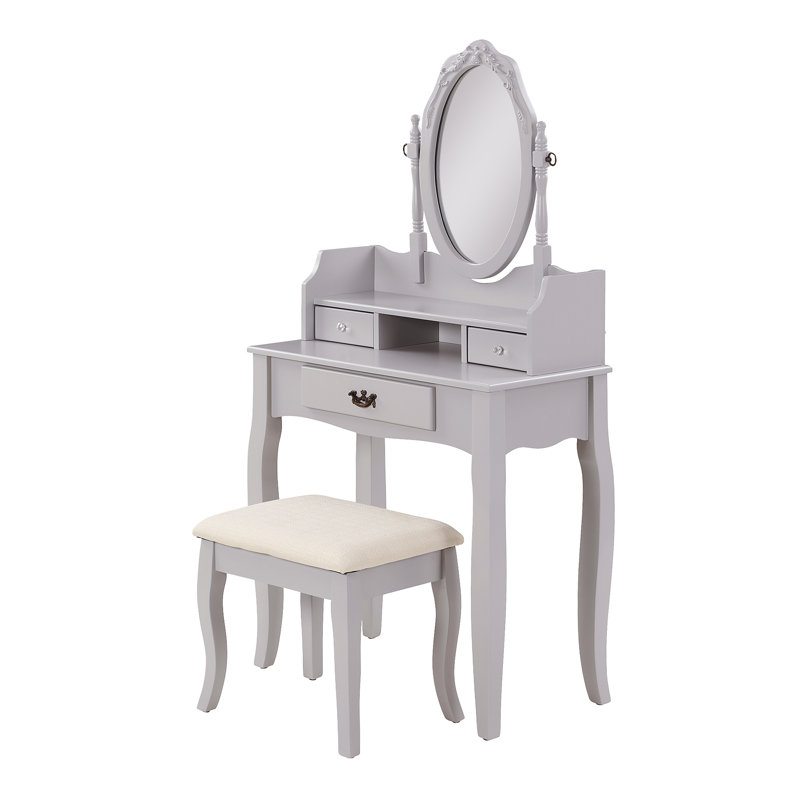 Arnold Dressing Table with Mirror, Silver