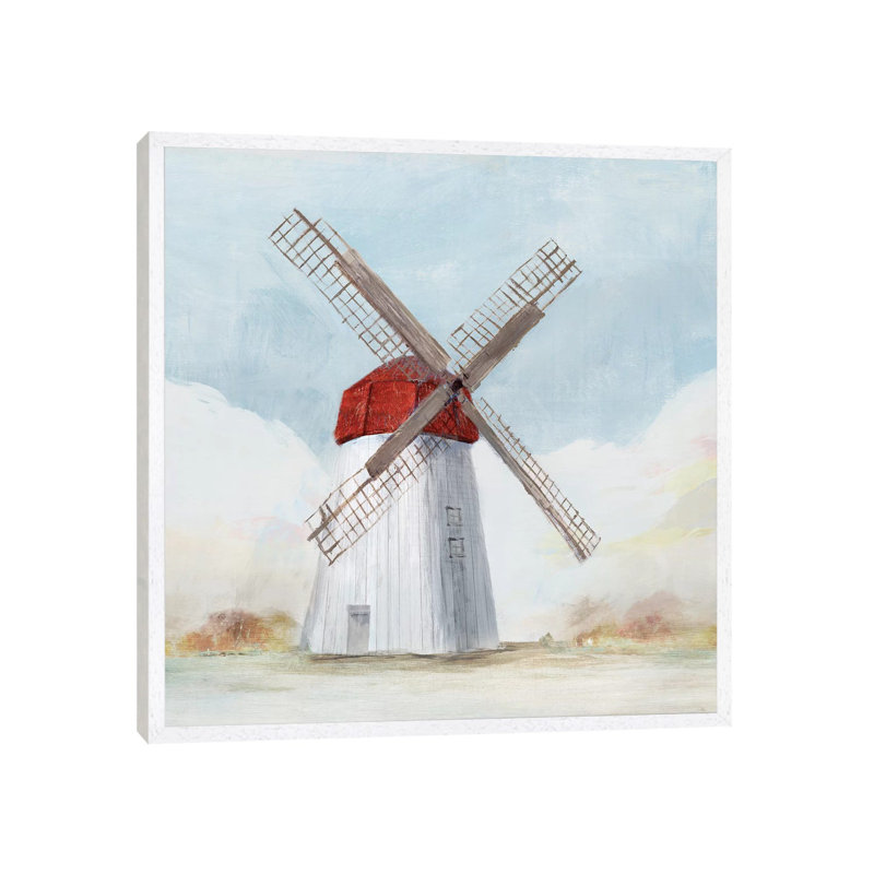 Windmill I by Ashley Bradley - Print on Canvas, White Framed, 93.98 cm H x 93.98 cm W