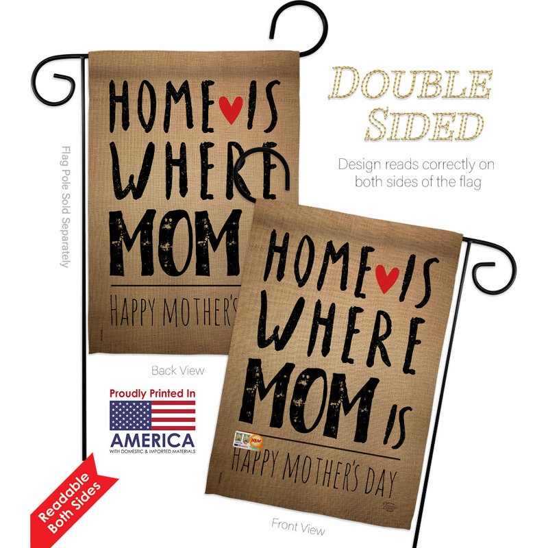 Drapeau de maison «Home Is Where Mom», H 18,5 po x l 13 po