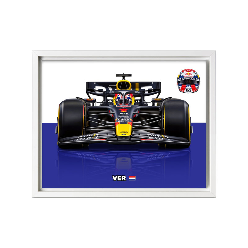 Voiture de course n ° 4, Poster, 12"H x 16"W, White Framed