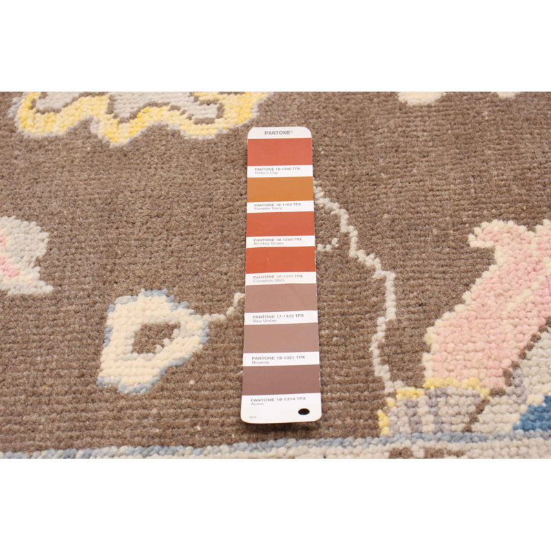 Tapis brun en laine noué à la main de conception unique 8 pi 2 po x 10 pi 0 po New Age