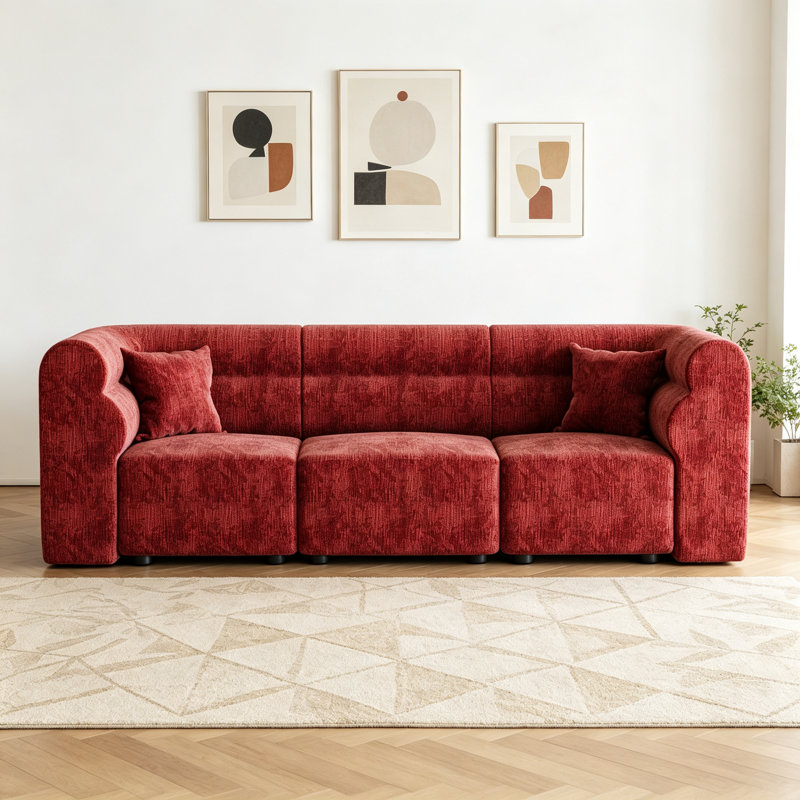 Canapé French Light Luxury, Chenille rouge