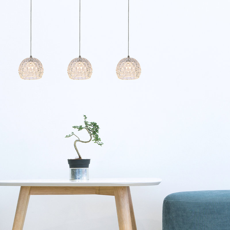 Luminaire suspendu en forme de dôme à 3 lumières pour îlot de cuisine Bristow