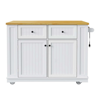 48 Inch Multi-Functional Kitchen Island With 2 Bar Stools, Power Outlets, And Ample Storage Solutions On Wheels, Perfect For Modern Kitchens