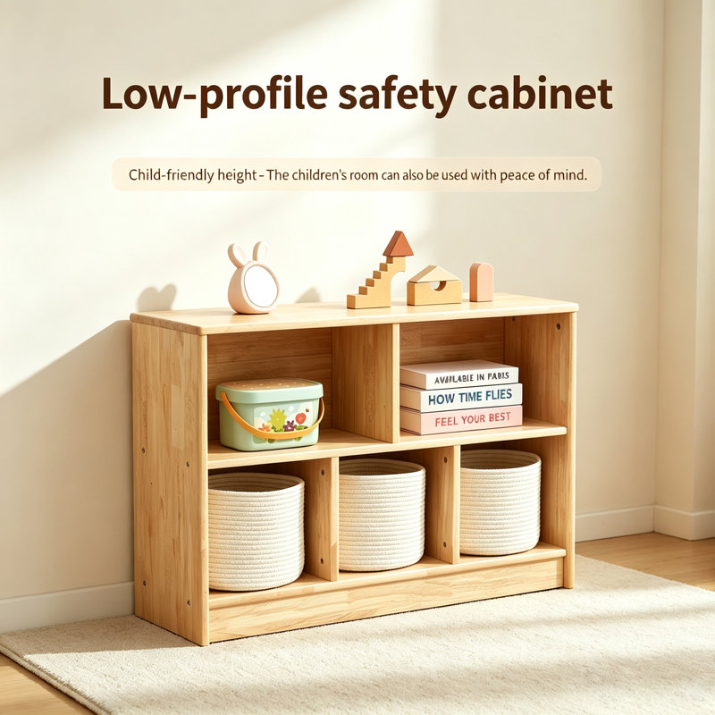 35.4"W X 23.6"H Rubber Solid Wood Bookcase, 5 Cabinet Storage Textured Bookshelf For Home, Office And Educational Institution