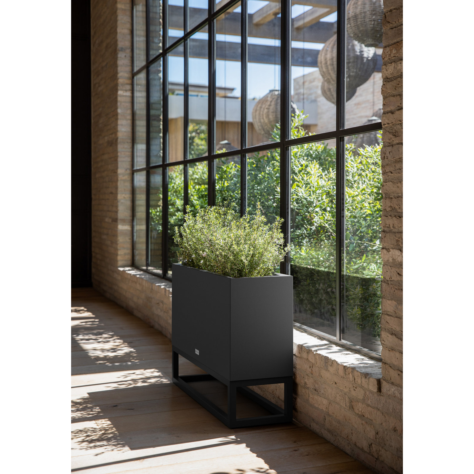 Block Series Elevated Planter, Black, 22" H x 10" W x 32" D