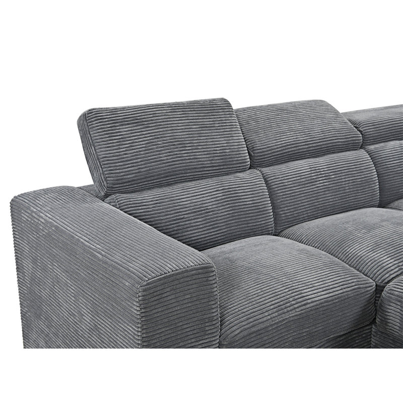 Canapé-lit modulaire surdimensionné de 123 po avec divan-lit en U et méridienne avec rangement, Velours côtelé gris foncé