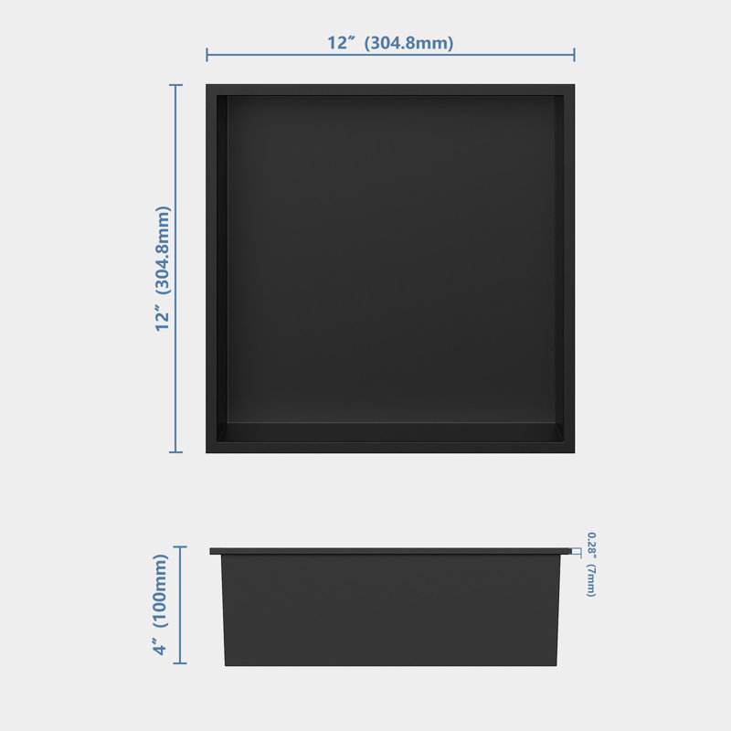 12 po X P 12 po H x 4 po D Shampooing - Savon standard simple en nickel brossé, Noir mat
