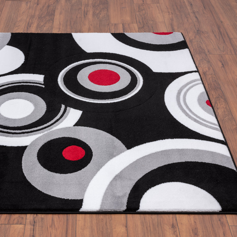 Tapis décoratif géométrique noir alayshia, Rectangle 8 pi x 10 pi