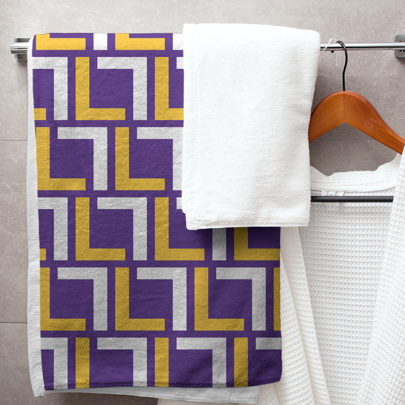 Bath Towel, Purple/Gold/White