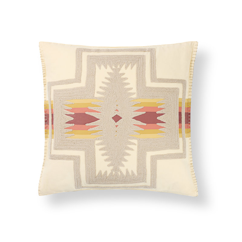 Harding Square Pillow Ivory 20x20", 20"H x 20"W, Blue/Brown Southwestern