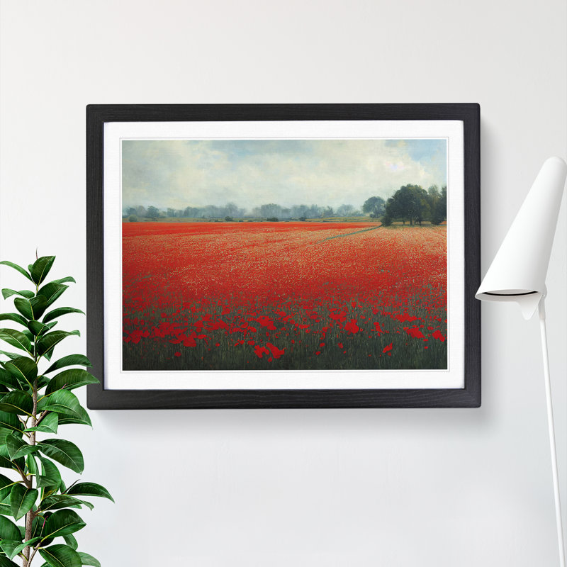 XH1022-8150X Splendorous Poppies Flowers - Single Picture Frame Painting, 46cm H x 64cm W x 2cm D, Black