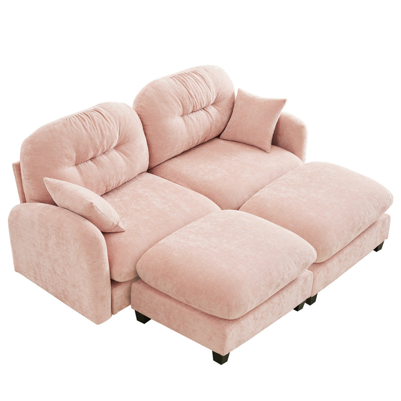 Élégant canapé modulaire rose avec chenille de haute qualité, coussin et mousse à densité modulaire à installation rapide, formes multiples combinées