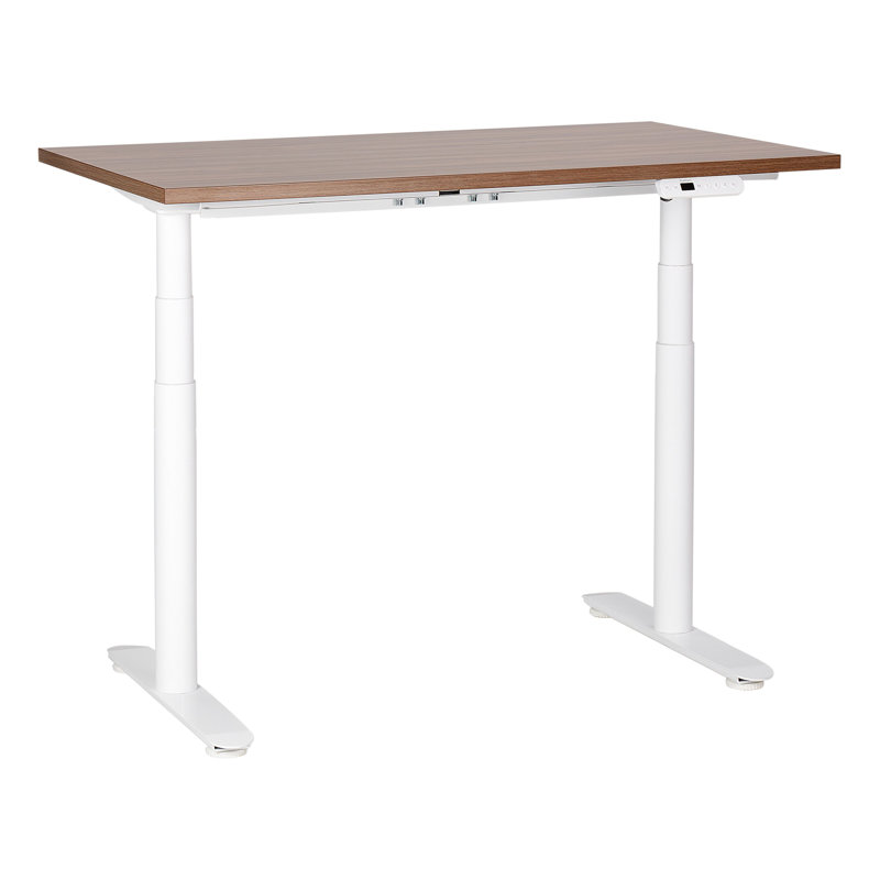 Garrey Adjustable Metal Base Standing Desk, 132cm H x 120cm W x 72cm D, White, Brown