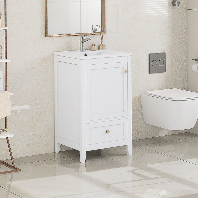 Meuble-lavabo de salle de bain avec lavabo, armoire, support de rangement et tiroir, matériaux de haute qualité, porte à fermeture douce pour une solution de salle de bain pratique