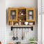 Armoire coulissante 35,4 "à 2 portes avec trois niveaux d'espace de rangement, convenant aux salles de bain, cuisines, salles à manger, naturel-979681088