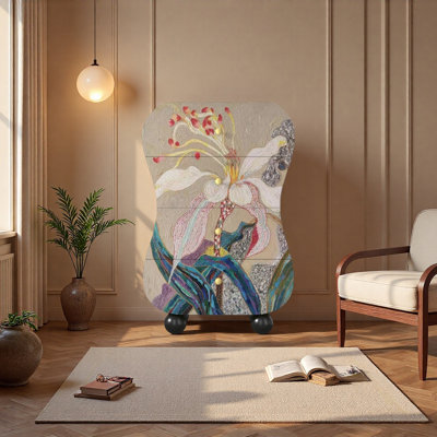 Armoire de chevet 4 tiroirs Vintage Floral