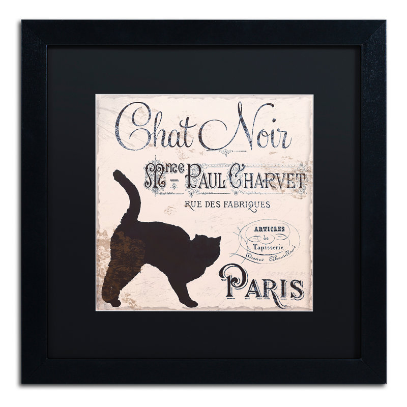 Jadaya «Les Chats II», affiche vintage encadrée, Noir, H 16 po x l 16 po x P 0,5 po