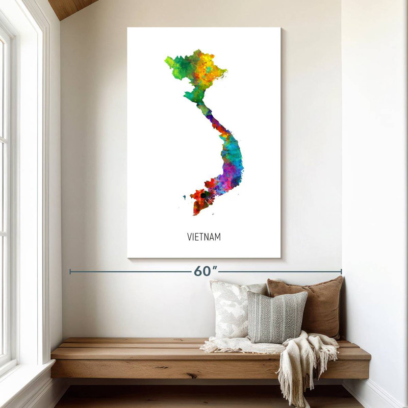 Carte d'aquarelle d'Aliaz au Vietnam I, H 51 po x l 34 po