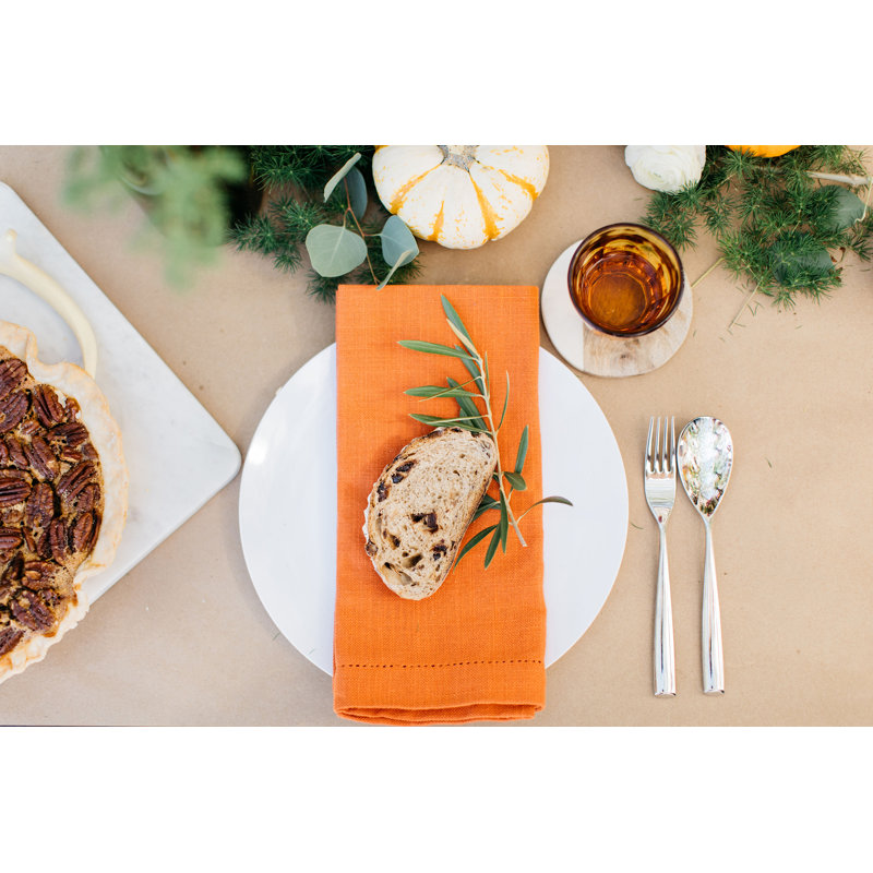 Hemstitch Square Napkin, Burnt Orange