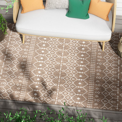 Tapis brun / taupe intérieur / extérieur Marshanna Nord Trellis