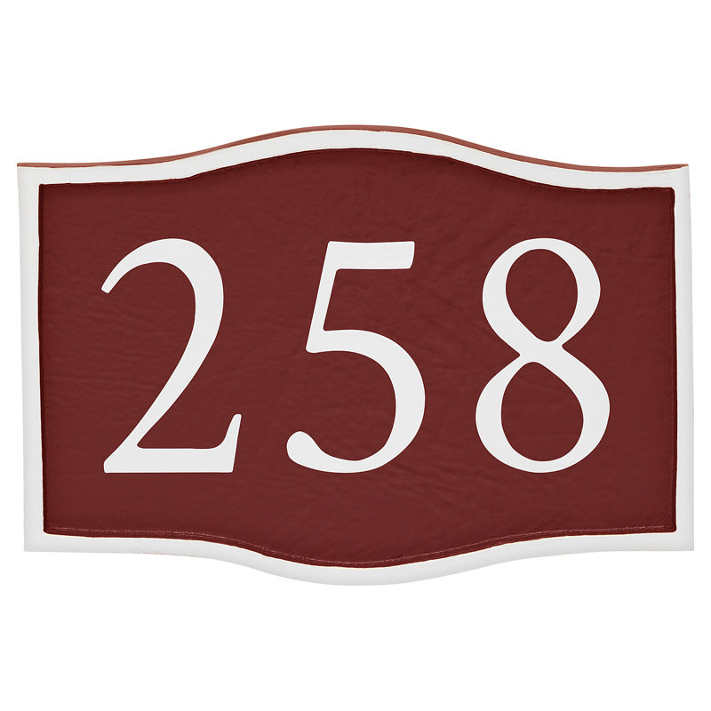 Plaque d'adresse murale 1 ligne Serif, Blanc, Rouge, Oui