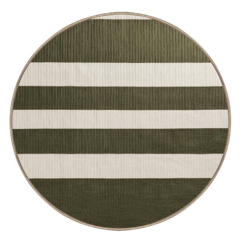 Tapis brun à rayures horizontales lavable à la machine, Rectangulaire 2 pi x 3 pi