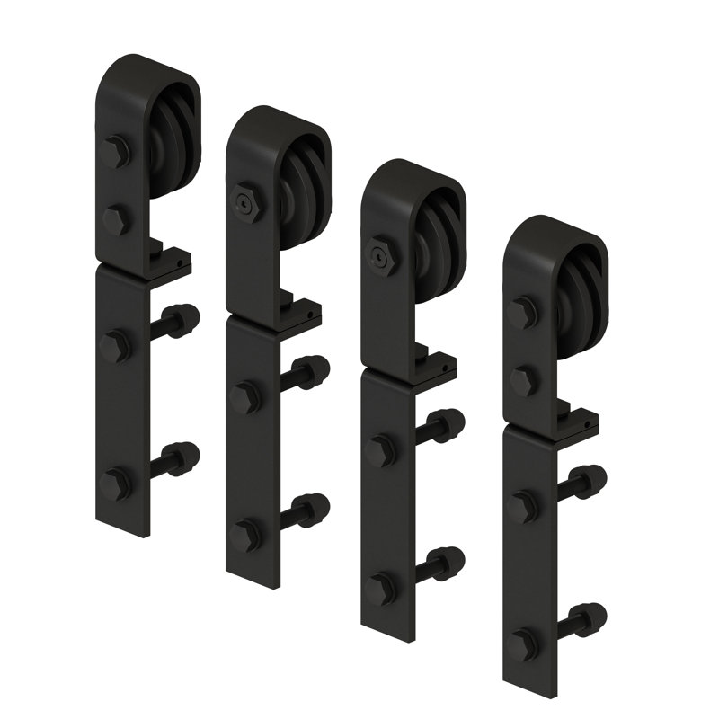 JUBEST Matte Black Steel Bi-folding Standard Double Barn Door Hardware Kit (Doors Not Included)