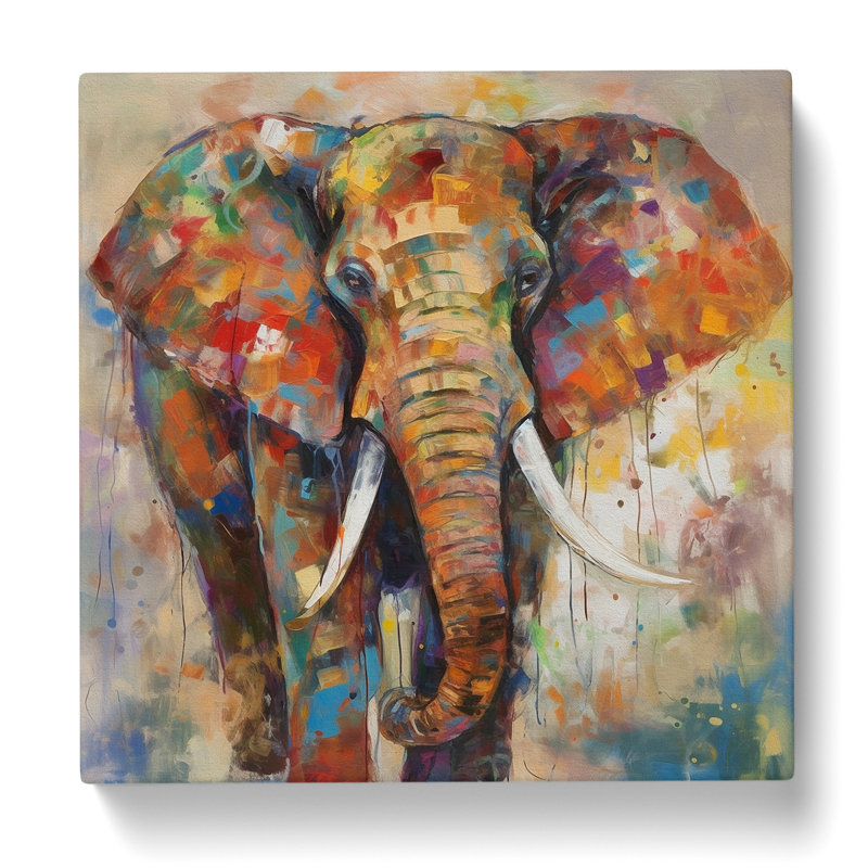 Elephant Abstract Expressionism - No Frame Print, 50cm H x 50cm W x 3cm D
