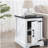 Farmhouse end table Nightstand Rectangular Farmhouse End Table with Barn Door and Adjustable Storage Shelf, Rustic Sofa Side Table for Living Room, Bedroom, White