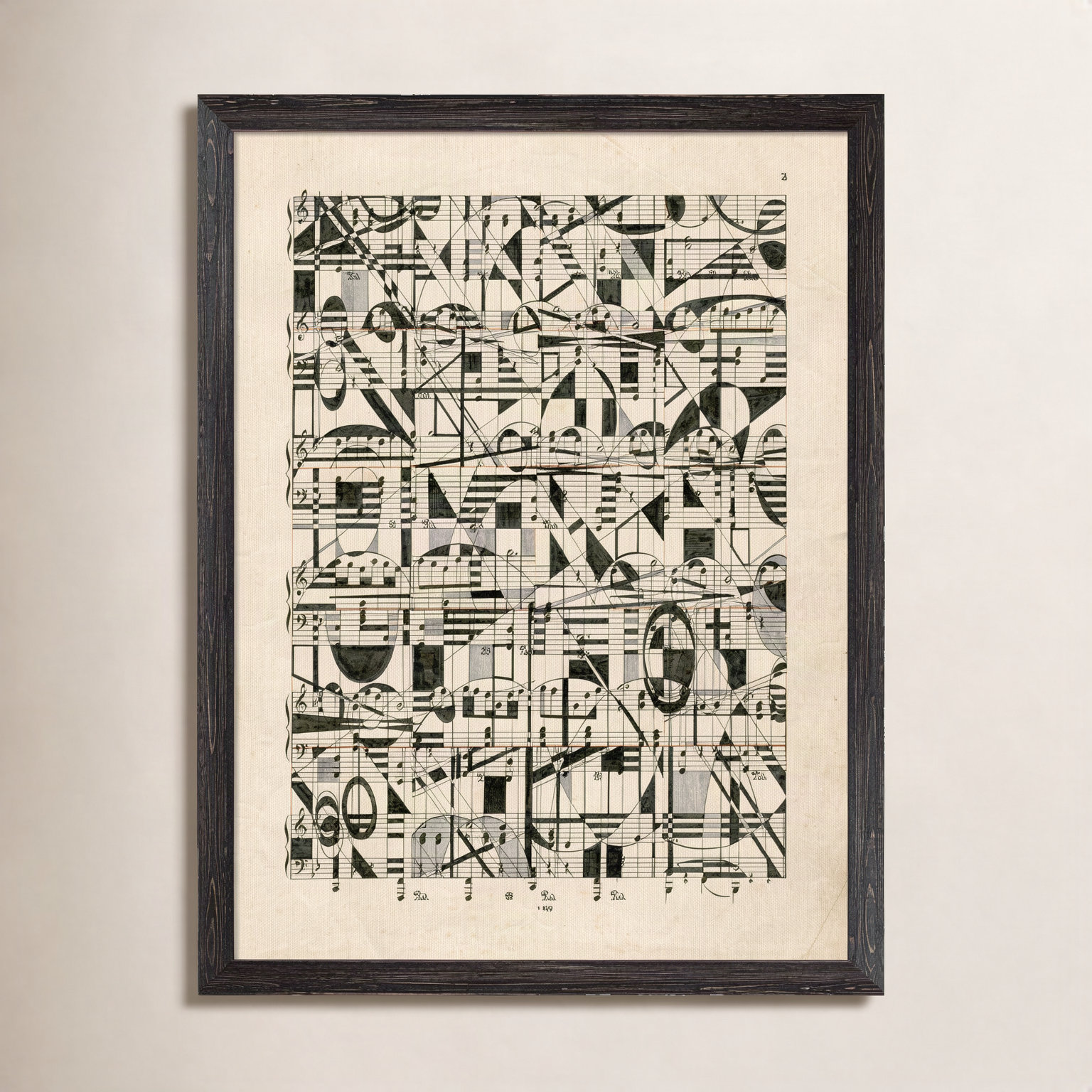 Graphic Notes Painting by Paul Cezanne, 44" H x 32" W x 1.25" D, Ebony Framed Canvas