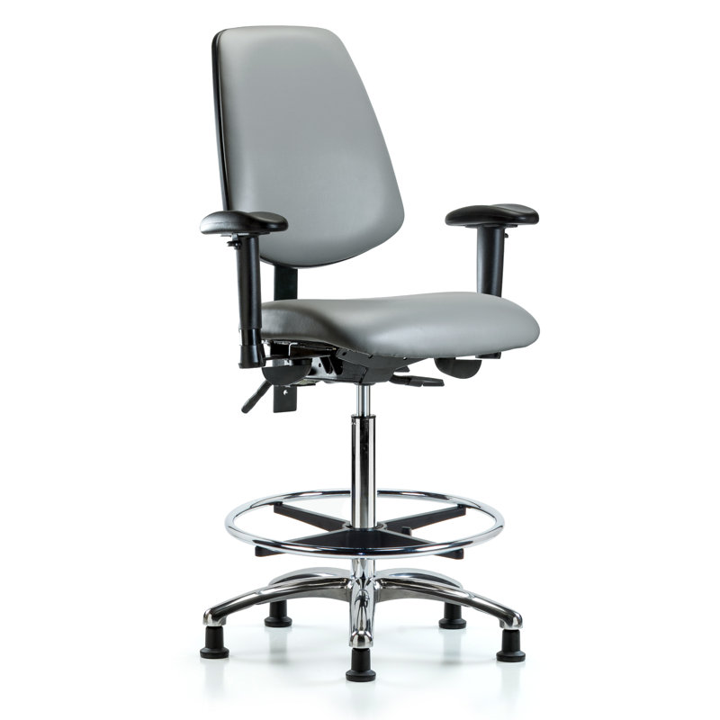 Chaise de travail ergonomique Landolfo, Argenté, Patins, Oui