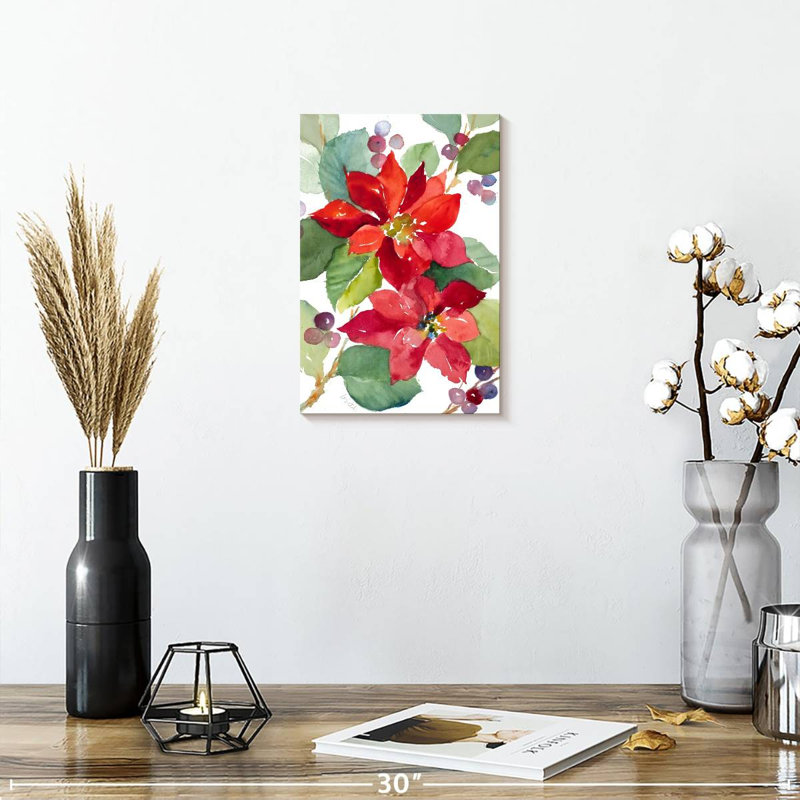 Poinsettias aux baies, H 12 po x l 8 po
