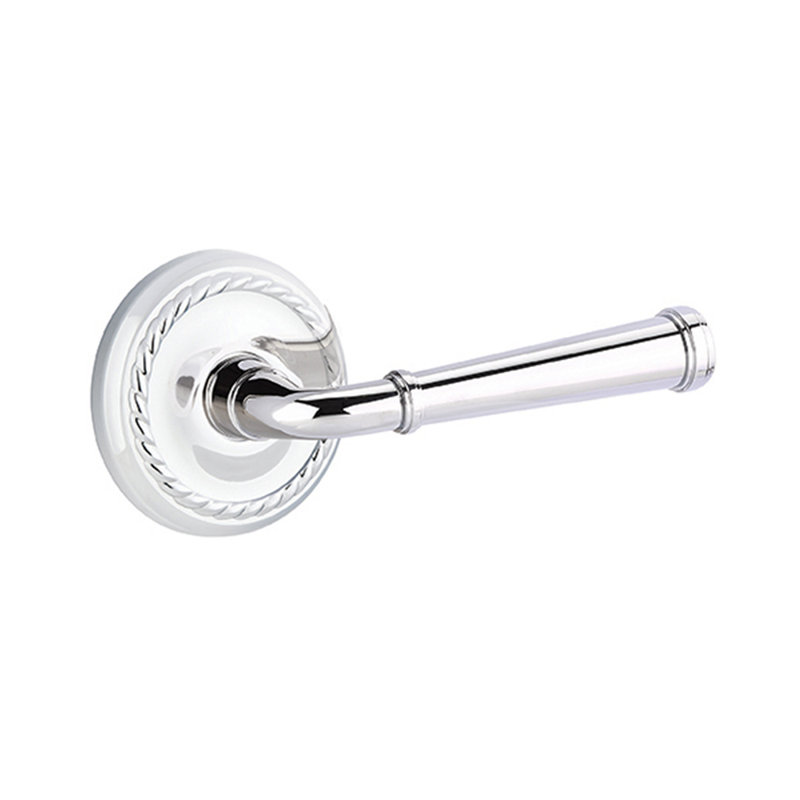 Poignée de porte avec rosette Merrimack, Droite, Chrome poli